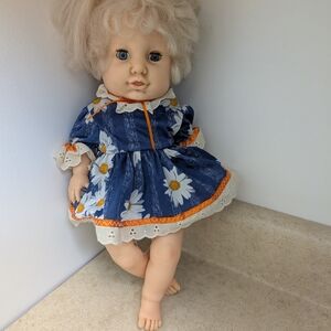 Blue Floral Dress Doll